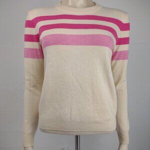 J. Crew for Net-A-Porter ivory pink striped Merino Wool sweater ladies XS